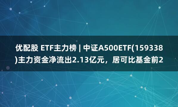 优配股 ETF主力榜 | 中证A500ETF(159338)主力资金净流出2.13亿元，居可比基金前2
