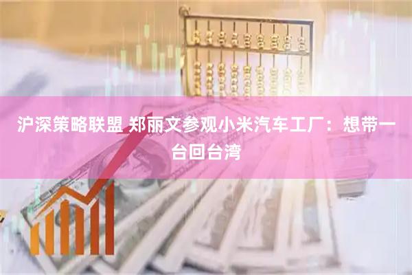 沪深策略联盟 郑丽文参观小米汽车工厂：想带一台回台湾